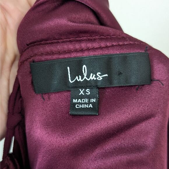 Lulu's Heavenly Hues Burgundy Plunge Neckline Sleeveless Maxi Dress XS - Picture 8 of 11